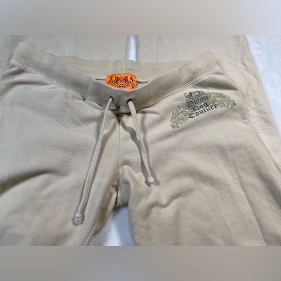 Women’s Y2K Juicy couture Small Tan Used cotton Sweatpants Down Dog Couture - Picture 2 of 13